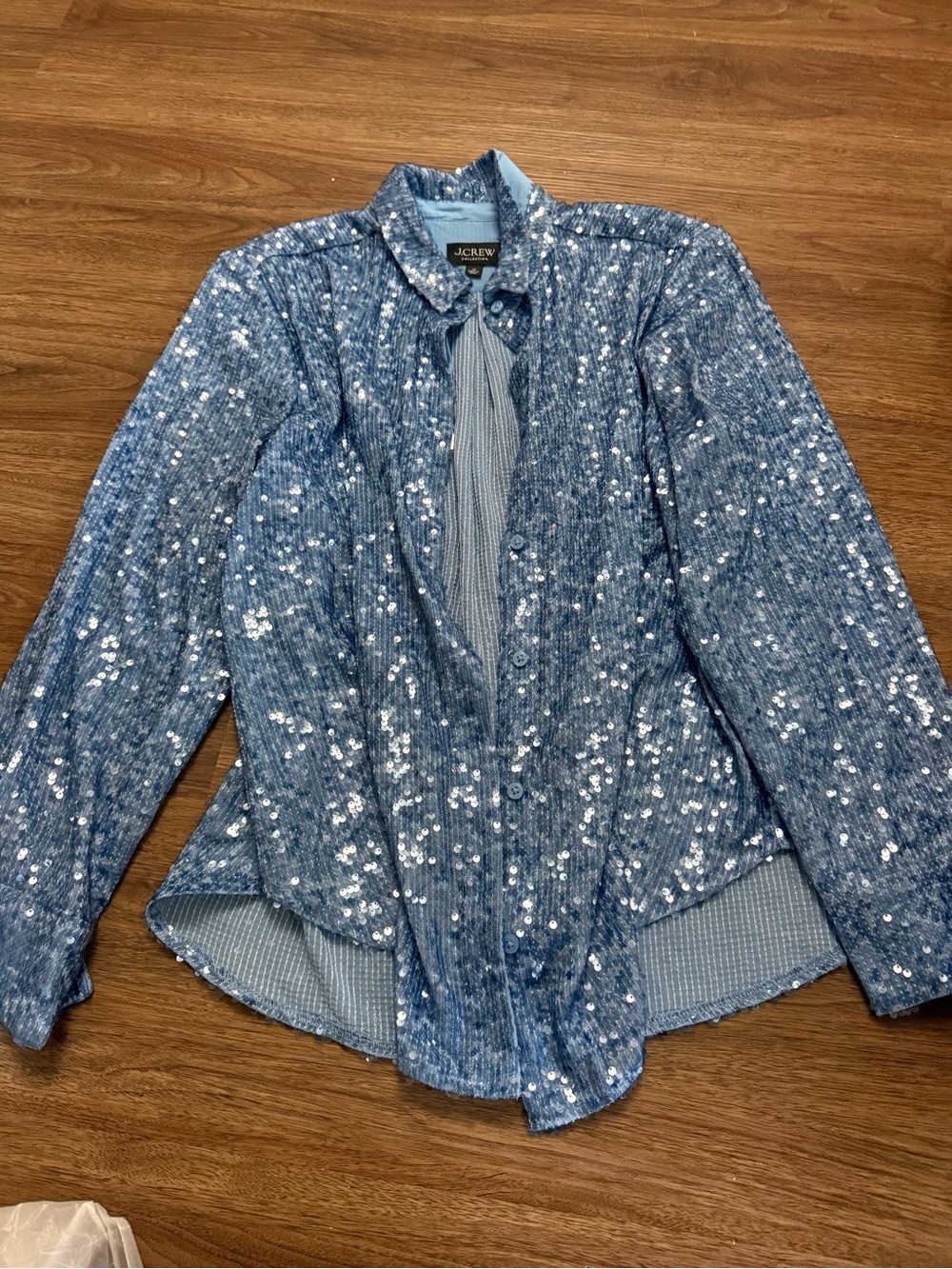 J. Crew Blue Sequin Button-Down Shirt